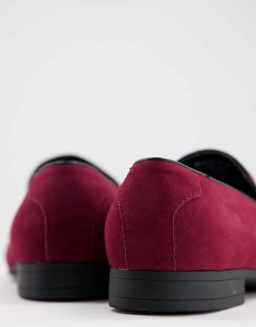 ASOS DESIGN loafers in red faux leather with tassel detail
