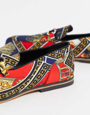 red and gold loafers
