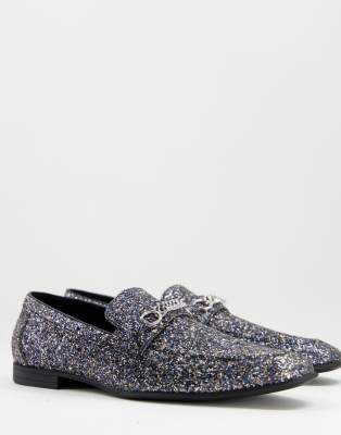 black glitter loafers mens