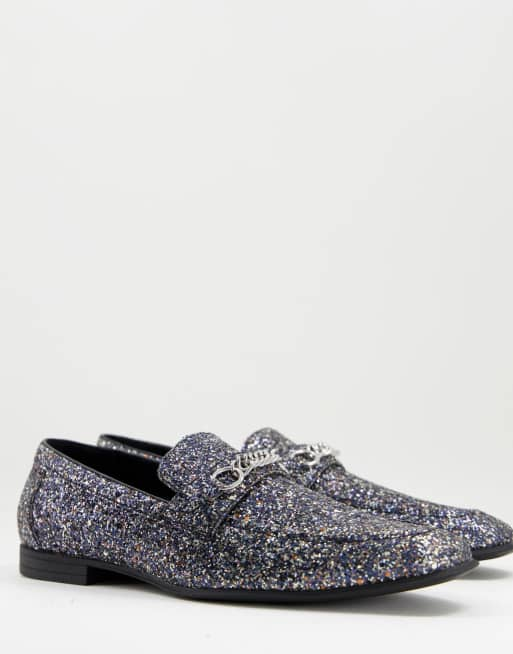 Silver Glitter Loafers