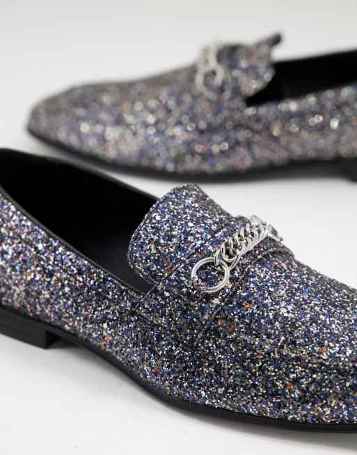 Sparkly sales silver loafers