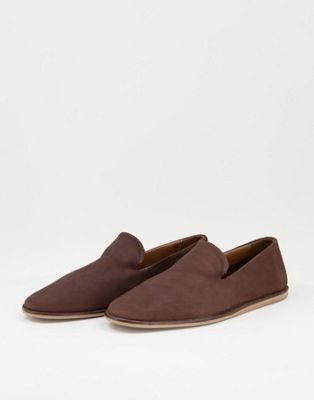 ASOS DESIGN loafers in soft brown leather
