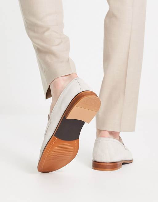 ASOS DESIGN loafers in brown faux suede with natural sole