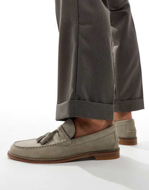 ASOS DESIGN loafers in stone suede with tassel and natural sole - view 1
