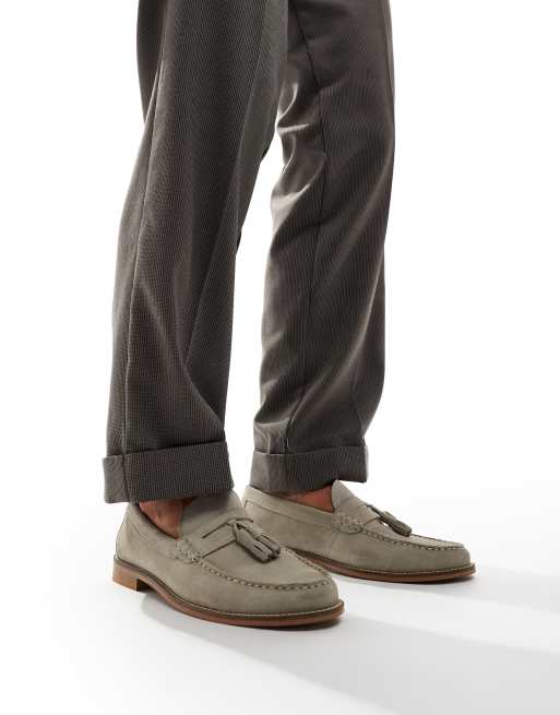 ASOS DESIGN loafers in stone suede with tassel and natural sole, 2 of 4