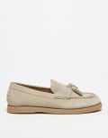 [ASOS DESIGN] ASOS DESIGN loafers in stone suede with tassel-Neutral 43 Stone