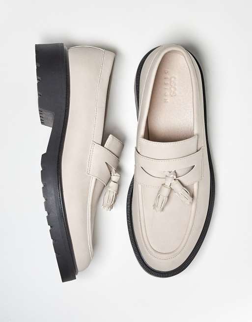 ASOS DESIGN loafers in stone with tassel