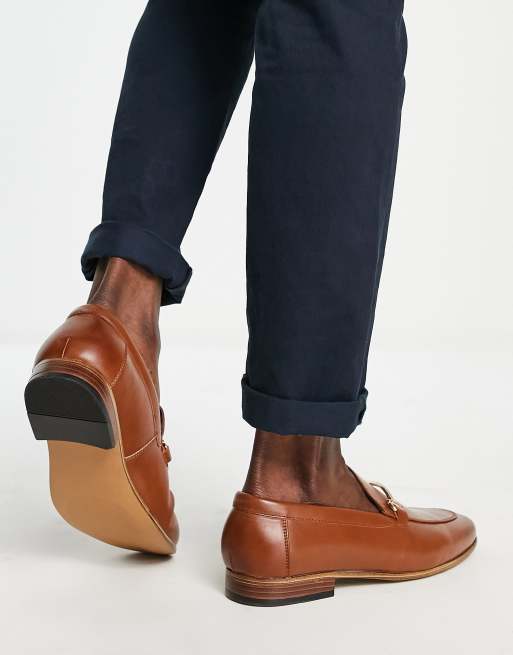 ASOS DESIGN loafers in tan faux leather with snaffle detail