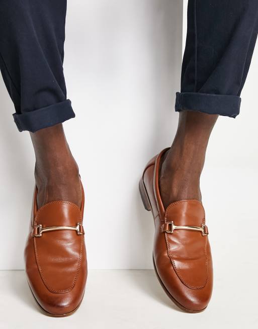 ASOS DESIGN loafers in tan faux leather with snaffle detail