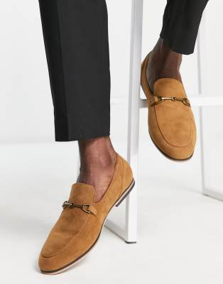 ASOS DESIGN loafers in tan faux suede with snaffle detail-Brown