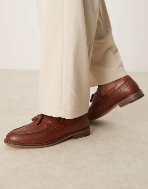 ASOS DESIGN loafers in tan leather with tassel - view 1