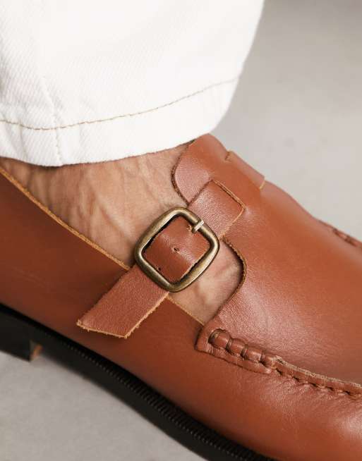 ASOS DESIGN loafers in tan leather, 3 of 4