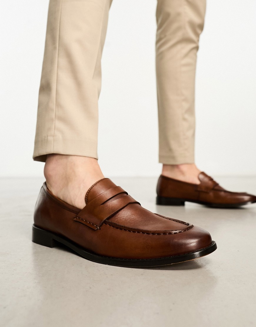 loafers in tan polished leather-Brown