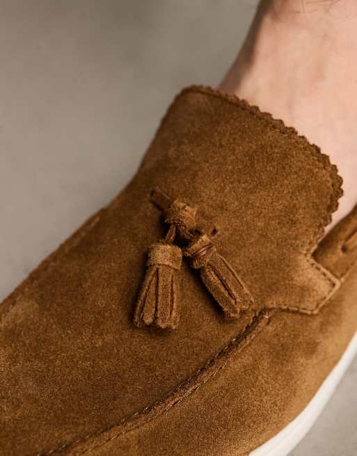 ASOS DESIGN Loafers In Tan Suede With White Sole