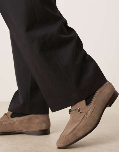 ASOS DESIGN loafers in taupe suede with snaffle - view 1
