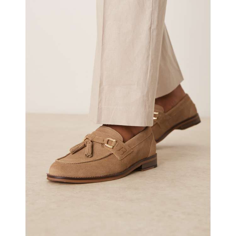 ASOS DESIGN loafers in taupe suede with tassel | ASOS