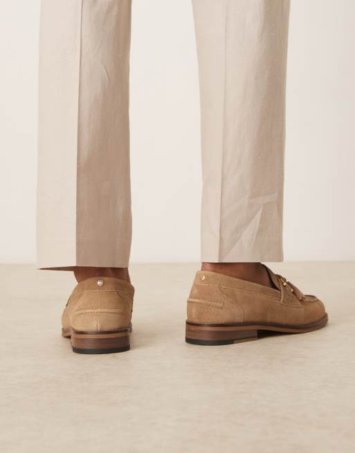 ASOS DESIGN loafers in taupe suede with tassel