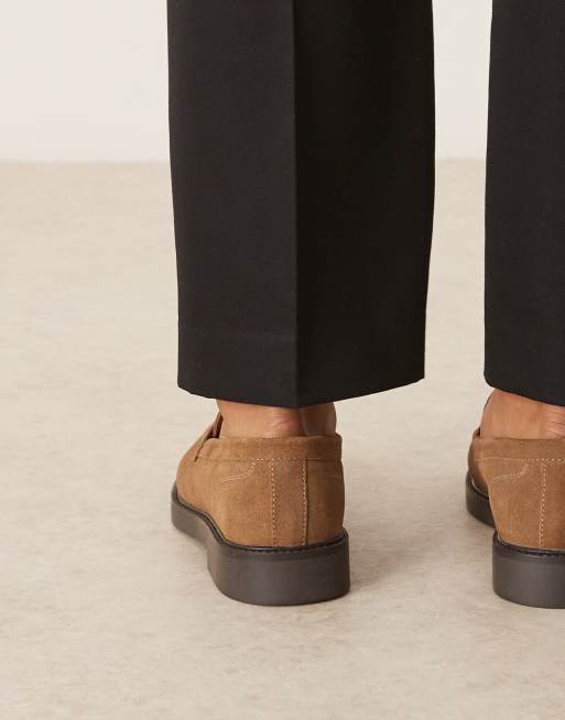ASOS DESIGN loafers in taupe suede