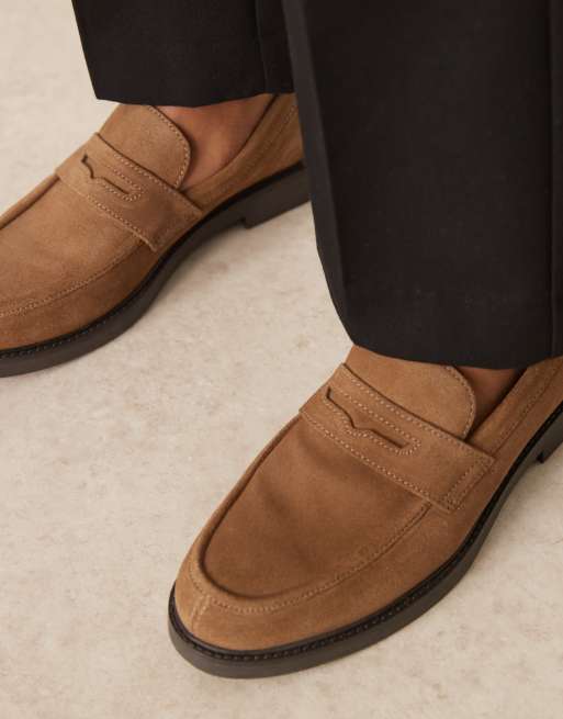 ASOS DESIGN loafers in taupe suede