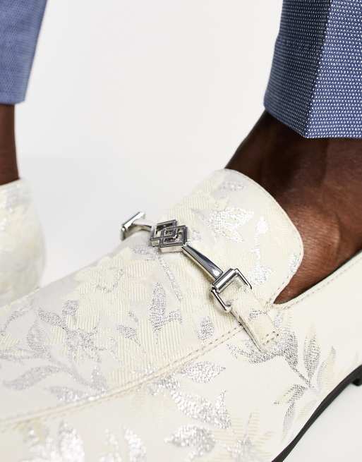 White and silver hot sale loafers