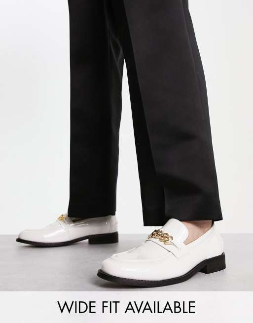 ASOS DESIGN loafers in white patent faux leather | ASOS