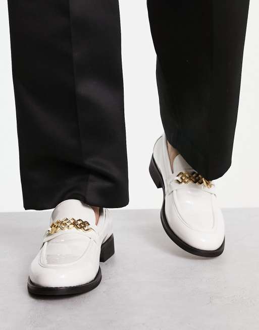 White patent sales leather loafers