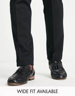 ASOS DESIGN loafers in woven black leather with tassel detail - ASOS Price Checker