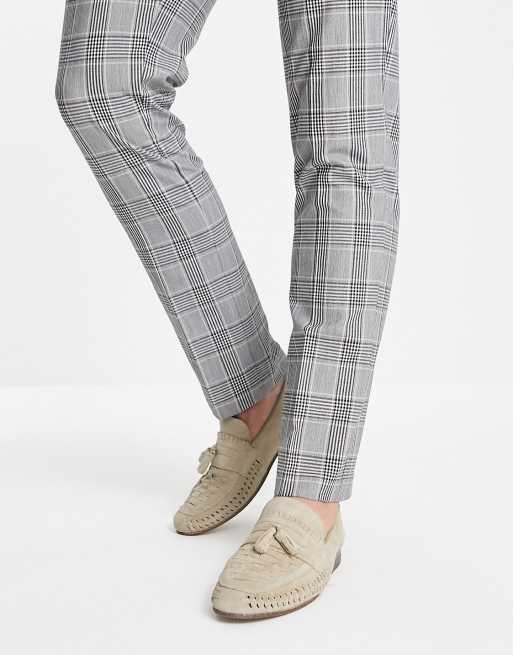 ASOS DESIGN loafers in woven stone suede with tassel detail, 2 of 4