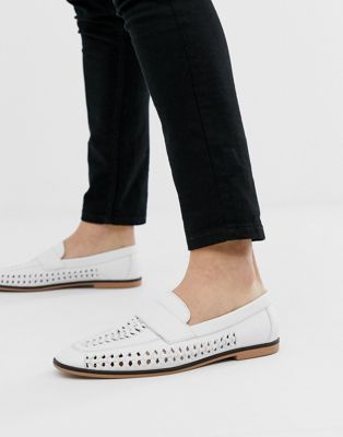white woven loafers