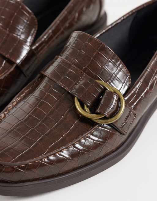 ASOS DESIGN loafers med metalldetaljer i brun krokodilmönstrad, 3 av 5