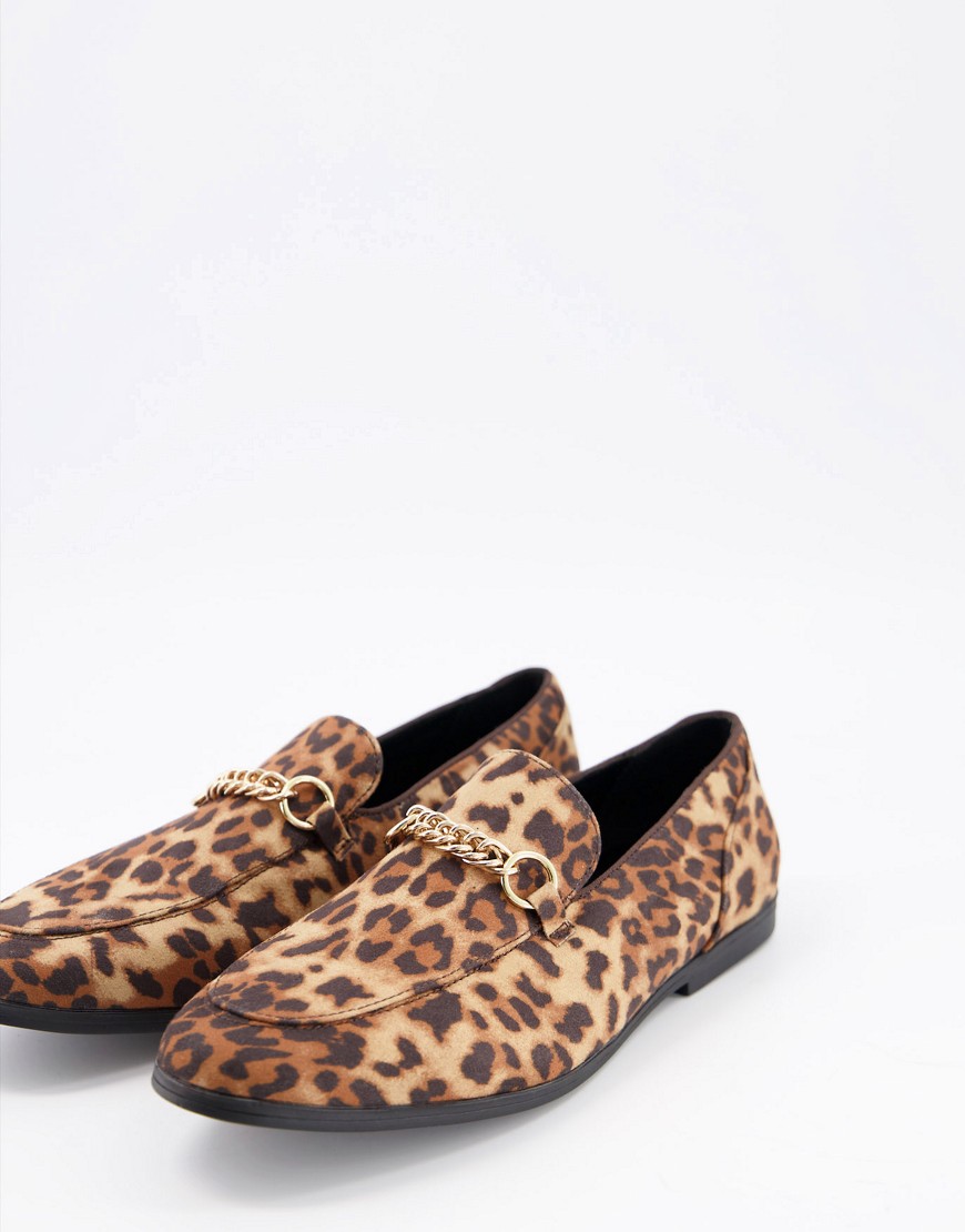 ASOS DESIGN - Loafers met bruine luipaardprint en trens