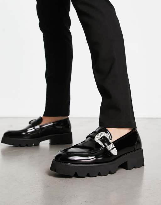 ASOS DESIGN - Loafers met dikke zool en westerngesp met siersteentjes