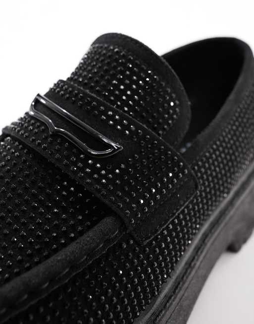 ASOS DESIGN - Loafers met dikke zool in zwart met siersteentjes, 3 van 4