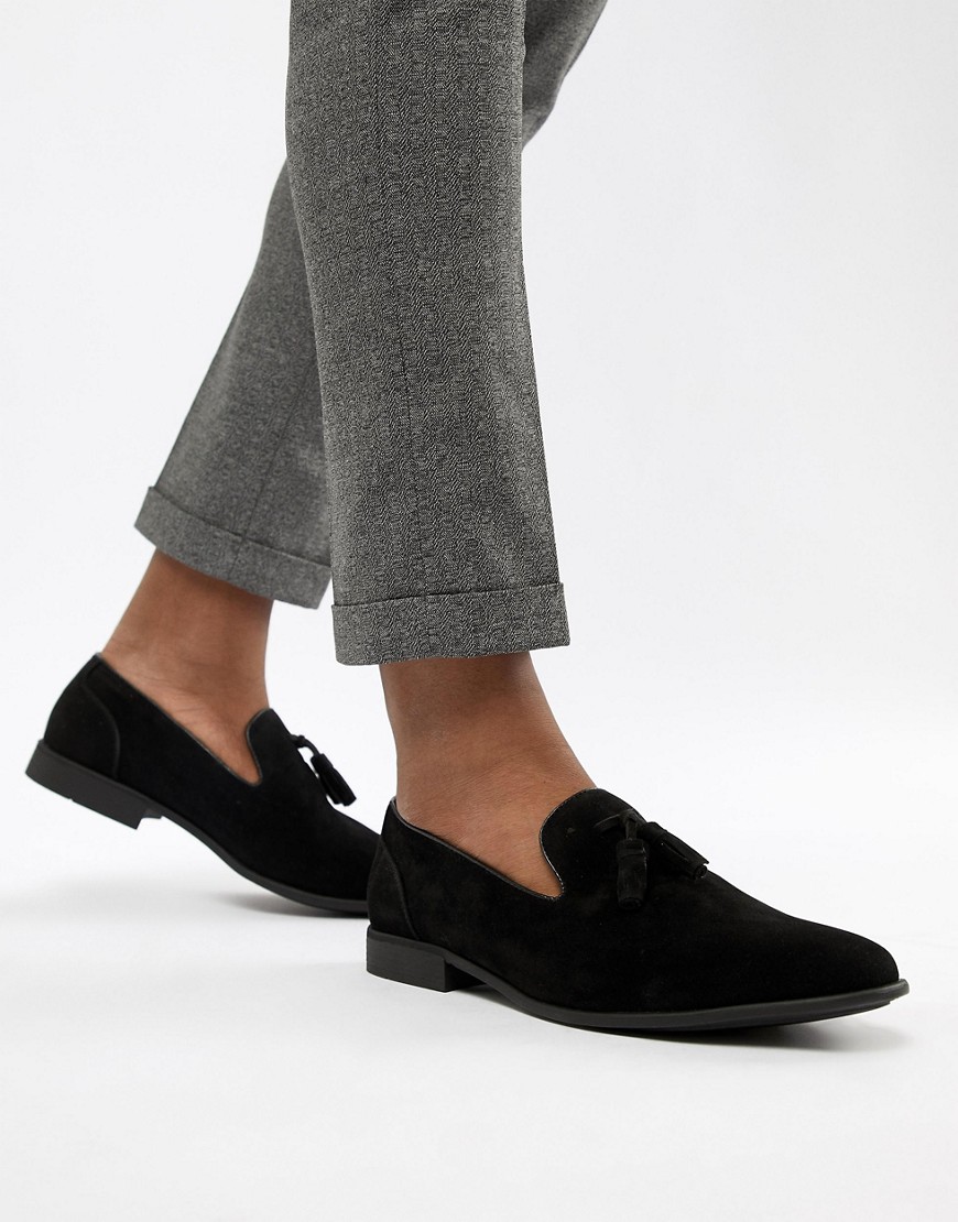 ASOS Design - Loafers met kwastje van zwart imitatiesuède