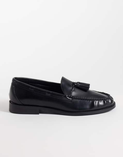 ASOS DESIGN loafers met kwastjes en veterdetails in zwart - view 1