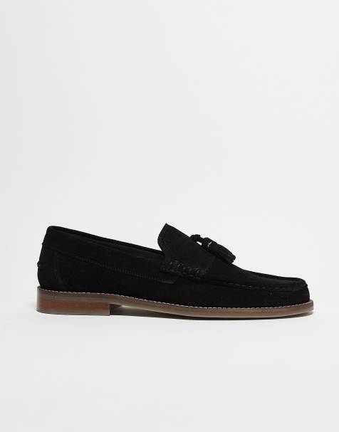 ASOS Design - Loafers met kwastjes in zwart suède met naturel zool - view 1