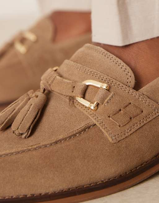 ASOS DESIGN - Loafers met kwastjes van suède in taupe, 4 van 4