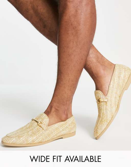 ASOS DESIGN - Loafers met natuurlijke zool in kiezelkleurig raffia