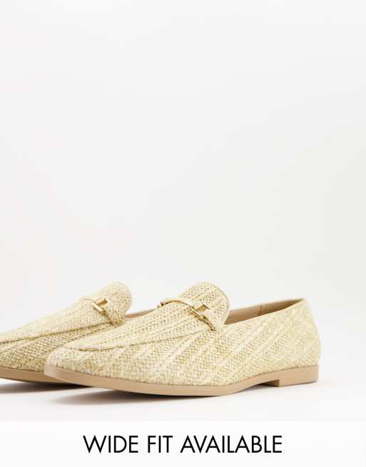 ASOS DESIGN - Loafers met natuurlijke zool in kiezelkleurig raffia