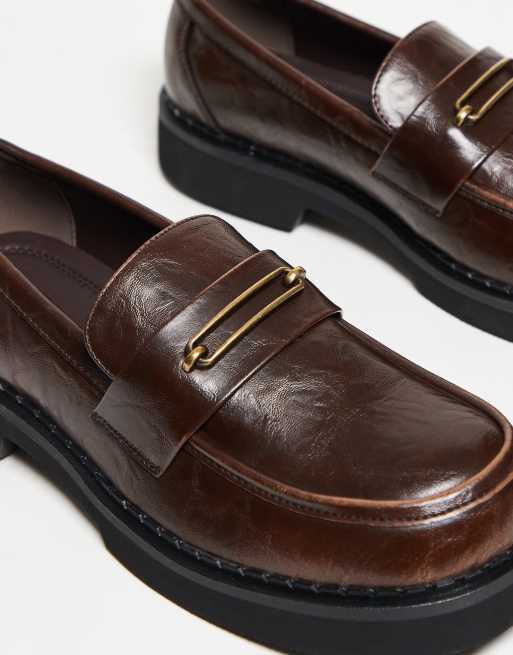 ASOS DESIGN - Loafers met textuur in bruin, 2 van 3