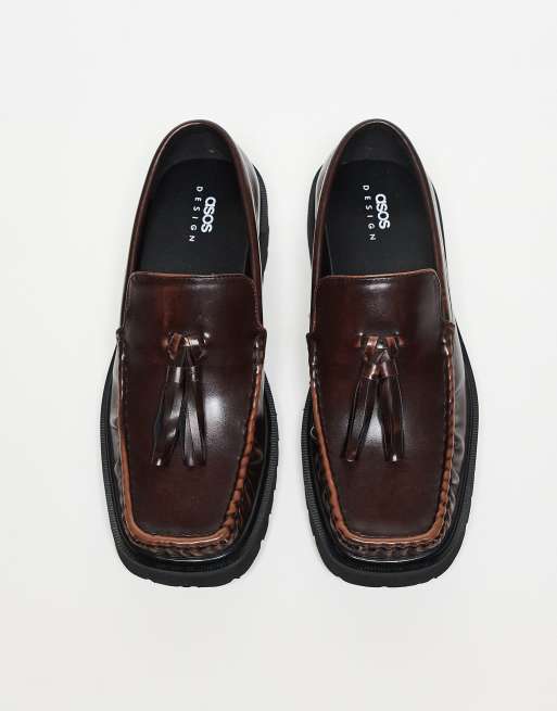ASOS DESIGN - Loafers met vierkante neus in bruin met kwastjes, 3 van 4
