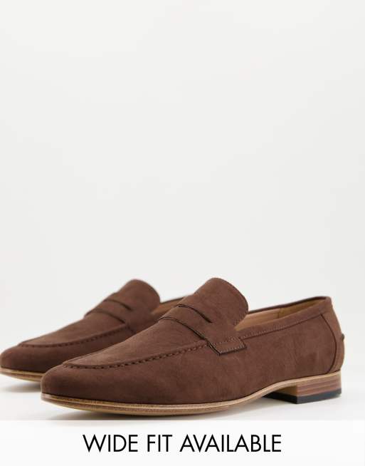 ASOS DESIGN - Loafers van imitatiesuède in bruin met natuurlijke zool