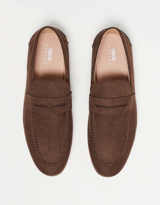 ASOS DESIGN - Loafers van imitatiesuède in bruin met natuurlijke zool, 3 van 5