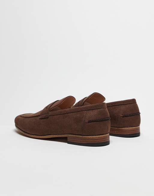 ASOS DESIGN - Loafers van imitatiesuède in bruin met natuurlijke zool, 4 van 5