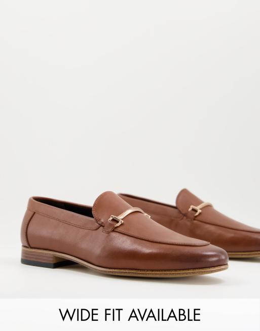 ASOS DESIGN - Loafers van lichtbruin imitatieleer met trensdetail op natuurlijke zool