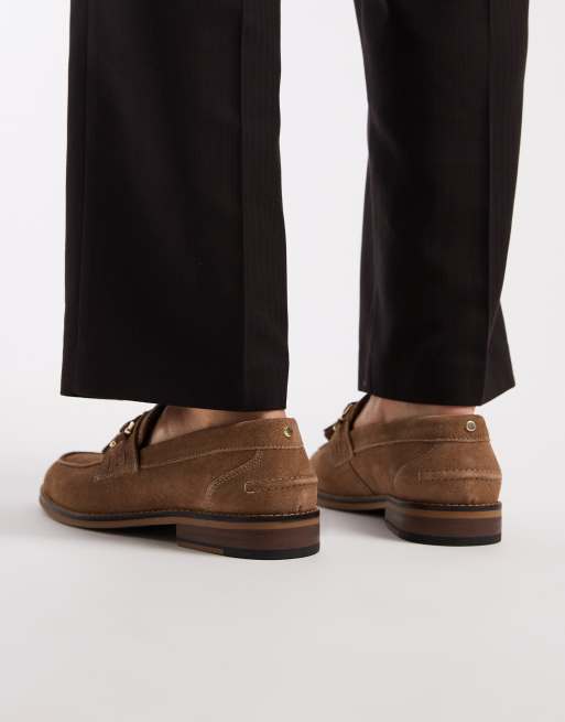 ASOS DESIGN - Loafers van suède in taupe met goudkleurige hardware, 4 van 4