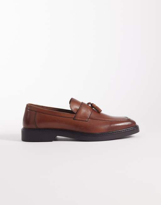 ASOS DESIGN loafers with angled sole in tan leather, 3 of 4