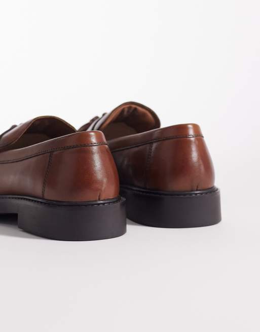 ASOS DESIGN loafers with angled sole in tan leather, 4 of 4