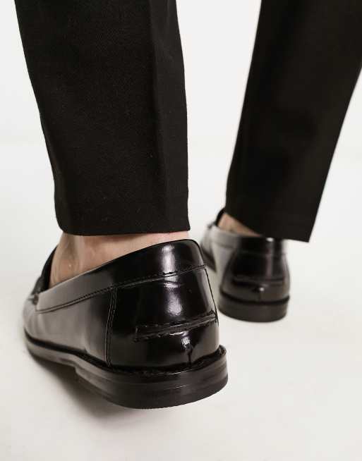 ASOS DESIGN black leather penny loafer