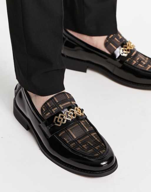 ASOS DESIGN loafers monogram detail in faux leather | ASOS